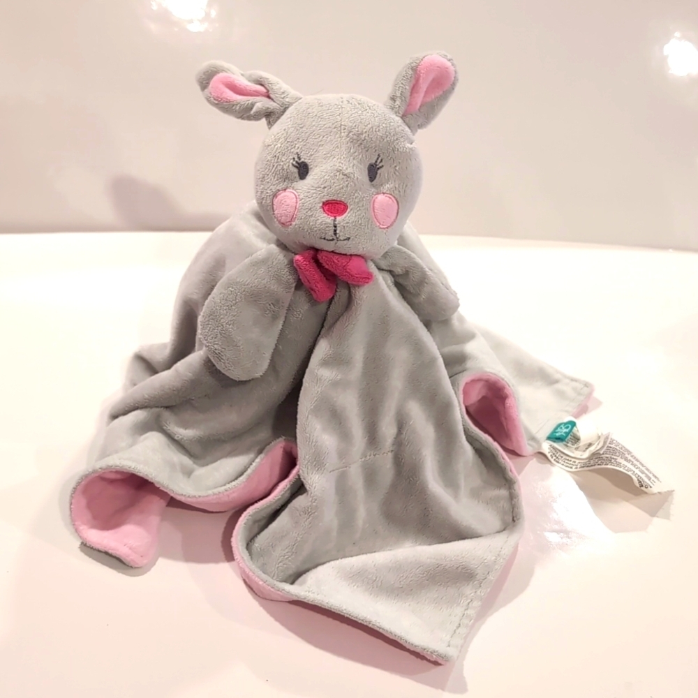 Honey Bunny Grey Bunny Security Blanket Baby Lovey Rabbit Pink